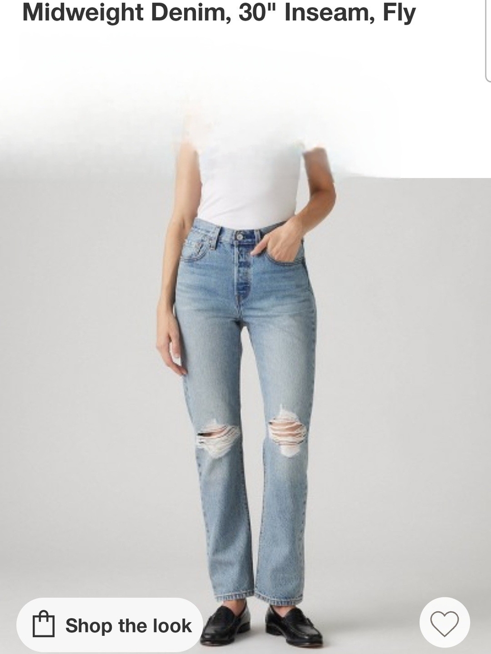 Levi's High Rise 501  Light Blue Distressed Straight-Leg Women's Jeans